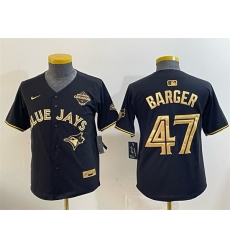 Youth Toronto Blue Jays 47 Addison Barger Black Gold 2025 American League Champions Limited Stitched Baseball Jersey