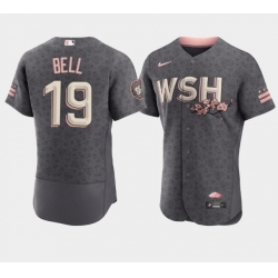 Men Washington Nationals 19 Josh Bell 2022 Grey City Connect Cherry Blossom Flex Base Stitched MLB jersey