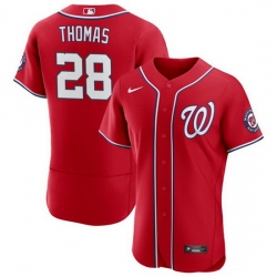 Men Washington Nationals 28 Lane Thomas Red Flex Base Stitched MLB Jersey