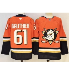 Men Anaheim Ducks  61 Cutter Gauthier Orange 2026 Home Stitched Hockey Jersey