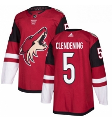 Mens Adidas Arizona Coyotes 5 Adam Clendening Premier Burgundy Red Home NHL Jersey 