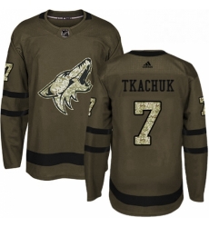 Mens Adidas Arizona Coyotes 7 Keith Tkachuk Premier Green Salute to Service NHL Jersey 