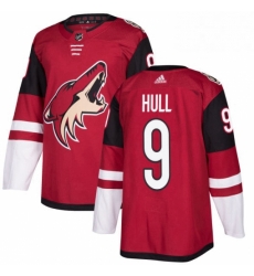 Mens Adidas Arizona Coyotes 9 Bobby Hull Authentic Burgundy Red Home NHL Jersey 