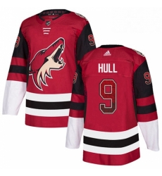 Mens Adidas Arizona Coyotes 9 Bobby Hull Authentic Maroon Drift Fashion NHL Jersey 