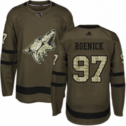 Mens Adidas Arizona Coyotes 97 Jeremy Roenick Premier Green Salute to Service NHL Jersey 