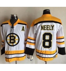 CCM Throwback Bruins #8 Cam Neely White Stitched NHL Jersey