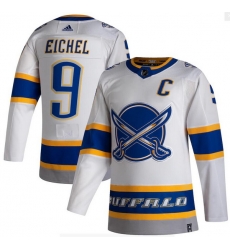 Men Buffalo Sabres 9 Jack Eichel White 2020 21 Reverse Retro Adidas Jersey