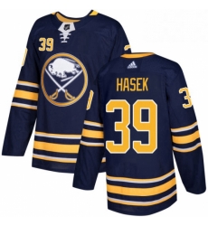 Mens Adidas Buffalo Sabres 39 Dominik Hasek Authentic Navy Blue Home NHL Jersey 