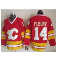 Calgary Flames  #14 Theoren Fleury Red CCM Throwback Stitched NHL Jersey