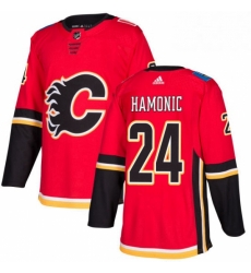 Mens Adidas Calgary Flames 24 Travis Hamonic Authentic Red Home NHL Jersey 