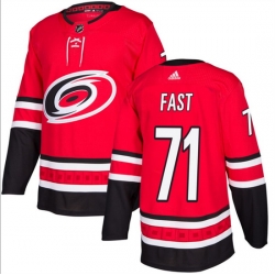 Men Carolina Hurricanes 71 Jesper Fast Red Stitched Jersey