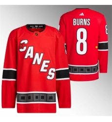 Men Carolina Hurricanes 8 Brent Burns 2022 23 Reverse Retro Red Stitched Jersey