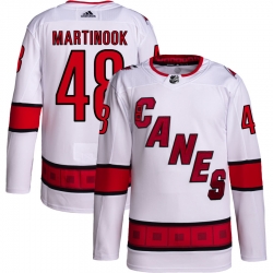 Men Carolina Hurricanes Jordan Martinook 48 White Adidas Reverse Retro Jersey