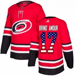 Youth Adidas Carolina Hurricanes 17 Rod BrindAmour Authentic Red USA Flag Fashion NHL Jersey 