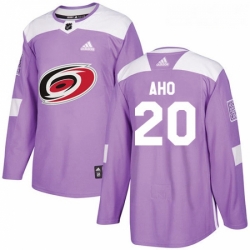 Youth Adidas Carolina Hurricanes 20 Sebastian Aho Authentic Purple Fights Cancer Practice NHL Jersey 