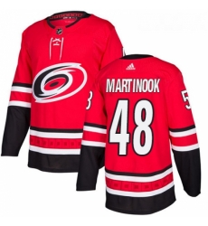 Youth Adidas Carolina Hurricanes 48 Jordan Martinook Authentic Red Home NHL Jersey 