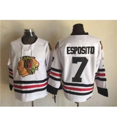 Chicago Blackhawks  #7 Tony Esposito White CCM Throwback Stitched NHL Jersey