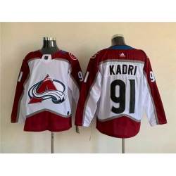 Men Colorado Avalanche 91 Nazem Kadri White Stitched Jersey