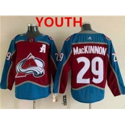 Youth Colorado Avalanche #29 Nathan MacKinnon With A Ptach Burgundy Stitched Jersey