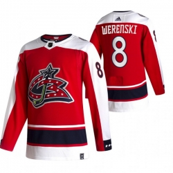 Men Columbus Blue Jackets 8 Zach Werenski Red Adidas 2020 21 Reverse Retro Alternate NHL Jersey