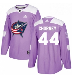 Mens Adidas Columbus Blue Jackets 44 Taylor Chorney Authentic Purple Fights Cancer Practice NHL Jersey 