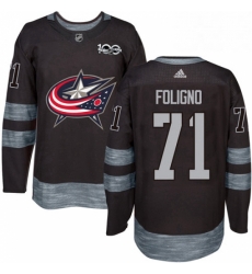 Mens Adidas Columbus Blue Jackets 71 Nick Foligno Authentic Black 1917 2017 100th Anniversary NHL Jersey 