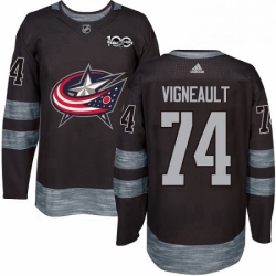 Mens Adidas Columbus Blue Jackets 74 Sam Vigneault Authentic Black 1917 2017 100th Anniversary NHL Jersey 