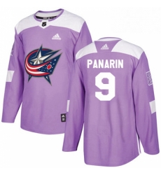 Mens Adidas Columbus Blue Jackets 9 Artemi Panarin Authentic Purple Fights Cancer Practice NHL Jersey 