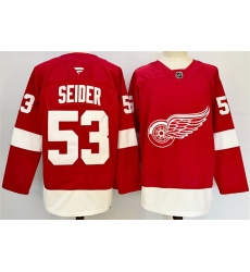 Men Detroit Red Wings 53 Moritz Seider Red 2024 25 Home Stitched Jersey