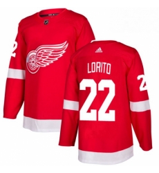 Mens Adidas Detroit Red Wings 22 Matthew Lorito Authentic Red Home NHL Jersey 