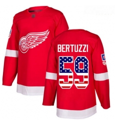 Red Wings #59 Tyler Bertuzzi Red Home Authentic USA Flag Stitched Hockey Jersey