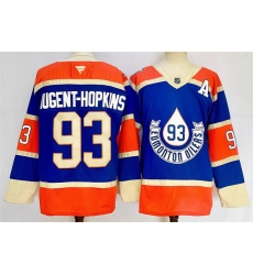 Men Edmonton Oilers 93 Ryan Nugent Hopkins Royal 2024 25 With A Patch Heritage Classic Primegreen Stitched Jersey