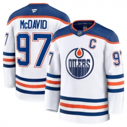 Men Edmonton Oilers Active Player Custom White 2024 25 Away Stitched Hockey Jersey