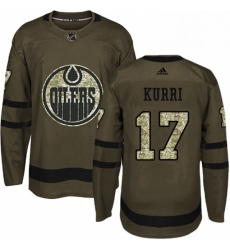 Mens Adidas Edmonton Oilers 17 Jari Kurri Authentic Green Salute to Service NHL Jersey 