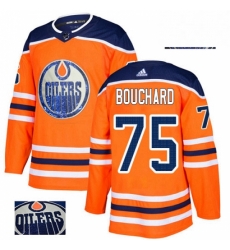 Mens Adidas Edmonton Oilers 75 Evan Bouchard Authentic Orange Fashion Gold NHL Jersey 