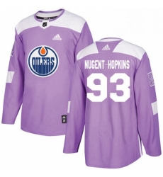 Mens Adidas Edmonton Oilers 93 Ryan Nugent Hopkins Authentic Purple Fights Cancer Practice NHL Jersey 