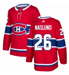 Mens Adidas Montreal Canadiens 26 Mats Naslund Authentic Red Home NHL Jersey 