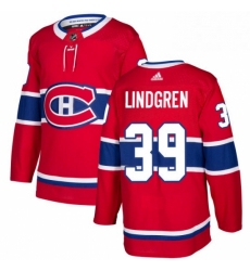 Mens Adidas Montreal Canadiens 39 Charlie Lindgren Premier Red Home NHL Jersey 