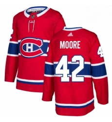 Mens Adidas Montreal Canadiens 42 Dominic Moore Authentic Red Home NHL Jersey 