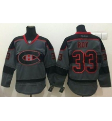 Montreal Canadiens #33 Patrick Roy Charcoal Cross Check Fashion Stitched NHL Jersey