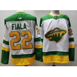 Men Minnesota Wild 22 Kevin Fiala White 2020 21 Reverse Retro Adidas Jersey