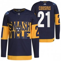 Men Nashville Predators 21 Nick Cousins 2022 Navy Stadium Series Breakaway Player Stitched Jersey