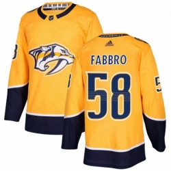 Mens Adidas Nashville Predators 58 Dante Fabbro Authentic Gold Home NHL Jersey 