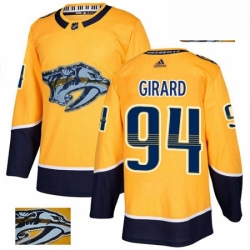 Mens Adidas Nashville Predators 94 Samuel Girard Authentic Gold Fashion Gold NHL Jersey 