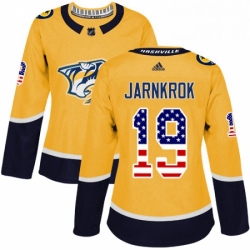 Womens Adidas Nashville Predators 19 Calle Jarnkrok Authentic Gold USA Flag Fashion NHL Jersey 