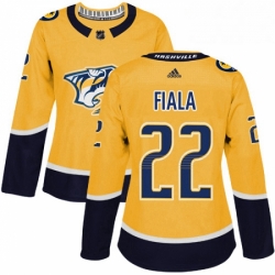 Womens Adidas Nashville Predators 22 Kevin Fiala Authentic Gold Home NHL Jersey 