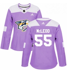 Womens Adidas Nashville Predators 55 Cody McLeod Authentic Purple Fights Cancer Practice NHL Jersey 