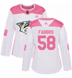 Womens Adidas Nashville Predators 58 Dante Fabbro Authentic WhitePink Fashion NHL Jersey 