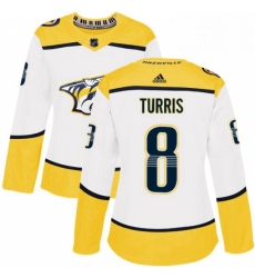 Womens Adidas Nashville Predators 8 Kyle Turris Authentic White Away NHL Jersey 