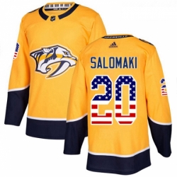 Youth Adidas Nashville Predators 20 Miikka Salomaki Authentic Gold USA Flag Fashion NHL Jersey 